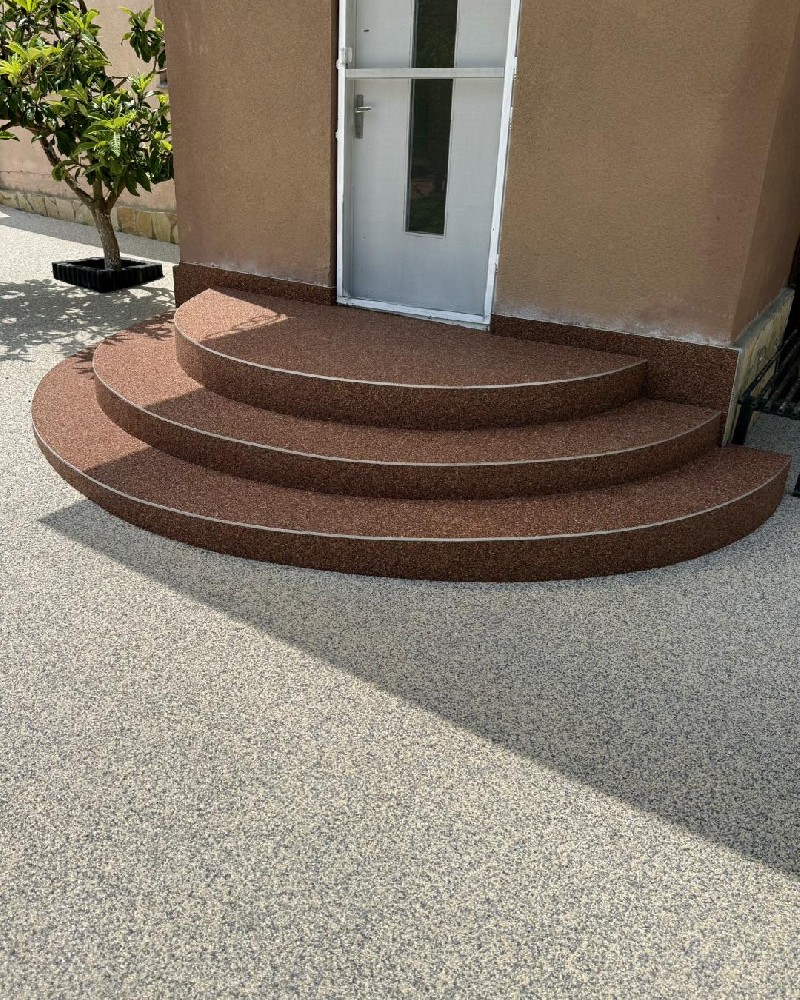 美蒂石弧形入户双色砾石台阶庭院案例 | Meidis Resin Binder Curved Entrance Two-Color Gravel Stair Project