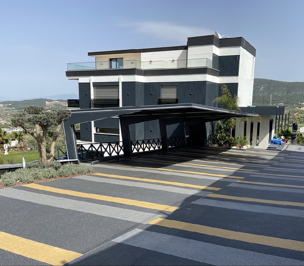 美蒂石现代别墅车库坡道多色拼色地坪案例 | Meidis Resin Binder Villa Driveway Multi-Color Pavement